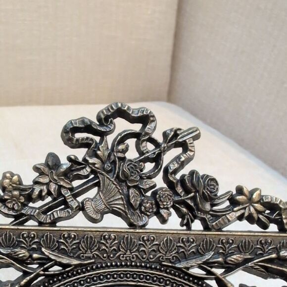 Vintage Antique Bronze Metal Ornate Floral Picture Photo Frame - Picture 5 of 9